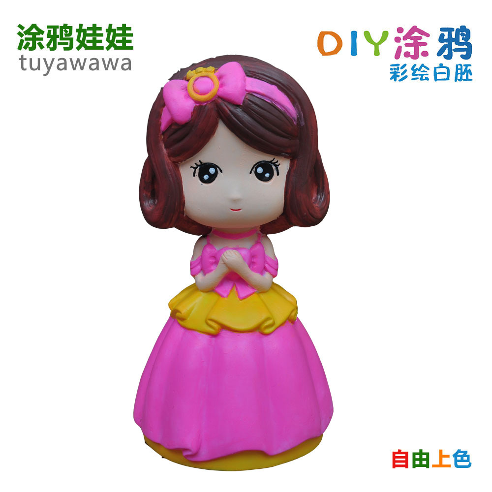 Non-Plaster Doll White Body Mold Princess Painted Vinyl White Body Children&#039;s DIY Graffiti Vinyl Coin Bank Toy