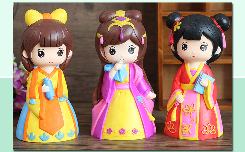 Non-Plaster Doll White Body Mold Princess Painted Vinyl White Body Children's DIY Graffiti Vinyl Coin Bank Toy