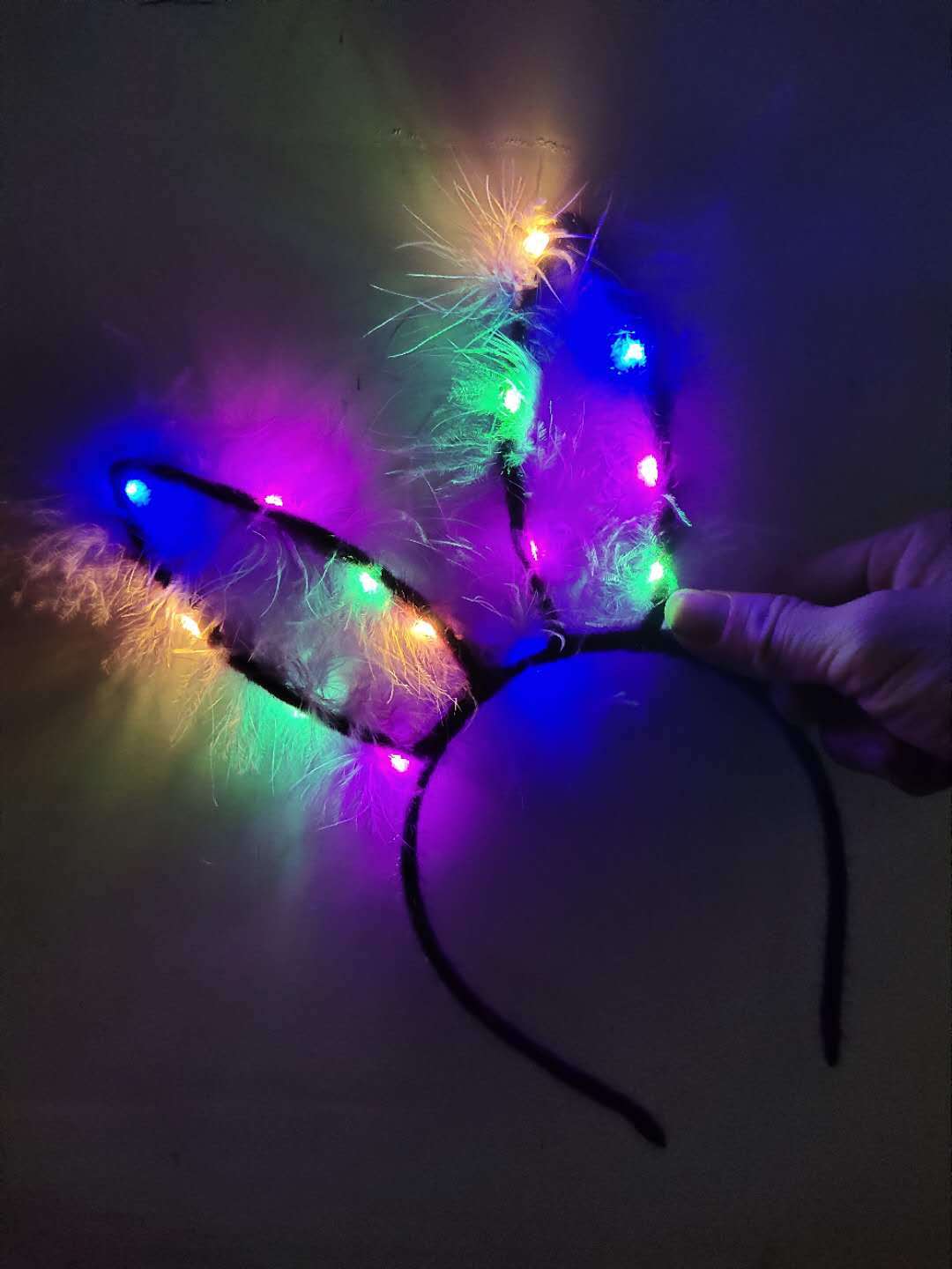 New Luminous Lengthened 14 Lamp Feather Rabbit Ears Hair Hoop Plush Rabbit Headband Luminous Toys Wholesale New Luminous Lengthened 14 Lamp Feather Rabbit Ears Hair Hoop Plush Rabbit Headband Luminous Toys Wholesale