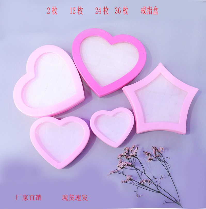 Love Five-Pointed Star Ring Box 36 Pieces 24 Pieces 12 Pieces 2 Pieces Ring Box Jewelry Box Plastic Factory in Stock Wholesale