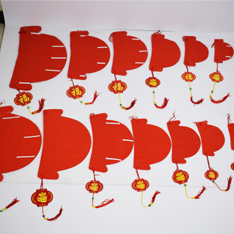 Red Plastic Paper Lantern Folding round Honeycomb Lantern New Year Spring Festival Wedding Celebration Decoration Lantern Wholesale