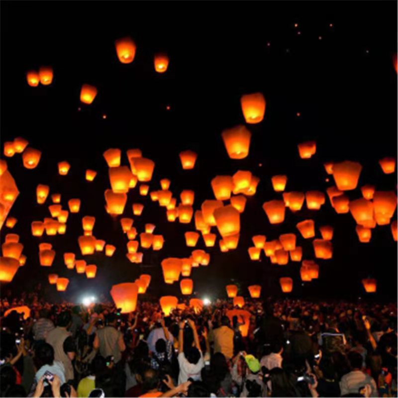 Kongming Lantern Blessing Wishing Lamp Factory Wholesale Color Flame Retardant Paper River Lanterns Sky Lantern Festive Supplies Foreign Trade In Stock