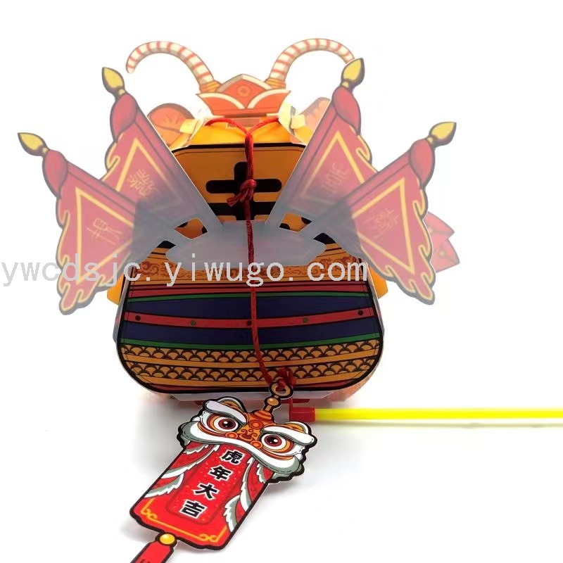 New Year Lucky Tiger Projection Lantern Luminous Handmade Paper Lantern Festival Revolving Scenic Lantern Portable Lantern Cartoon Tiger Year Gift