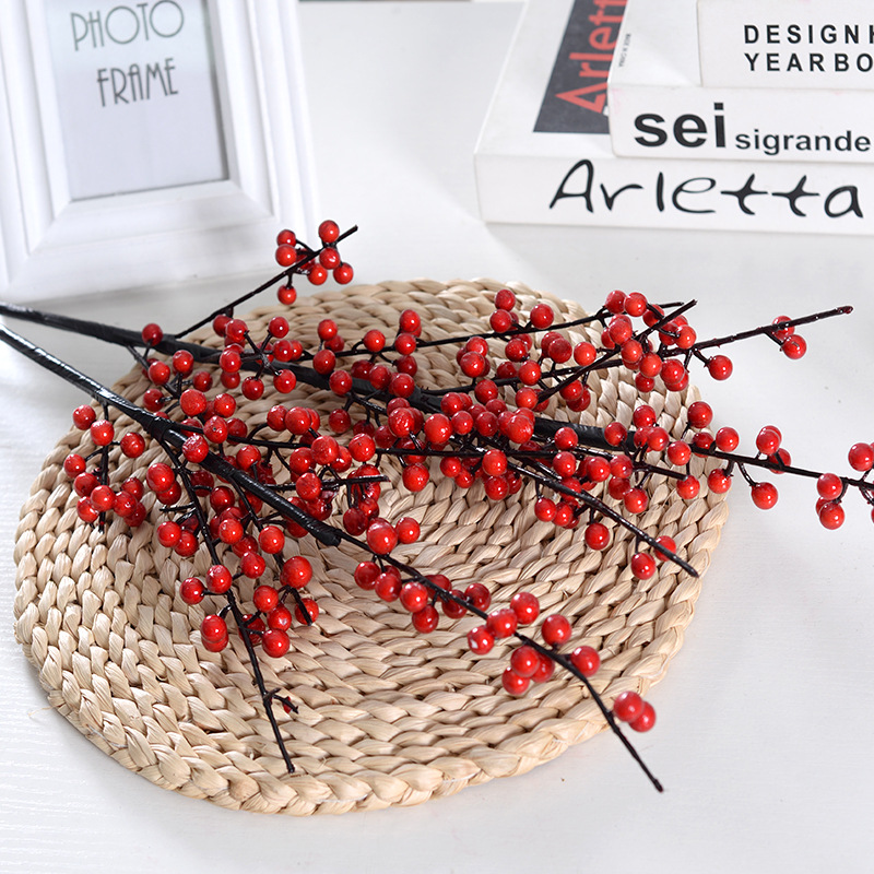 Simulation Hollyberry Wedding New Year Decoration Blessing Bucket Golden Fan Maple Leaf Ginkgo Leaf Rich Fruit Artificial Flower