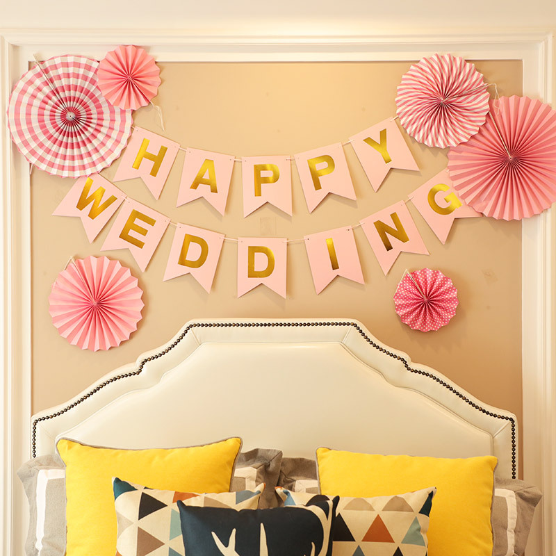 Wedding and Wedding Celebration Supplies Golden Paper Fan Flower Folding Fan Wedding Room Decoration Birthday Wedding Party Dessert Bar Window Layout