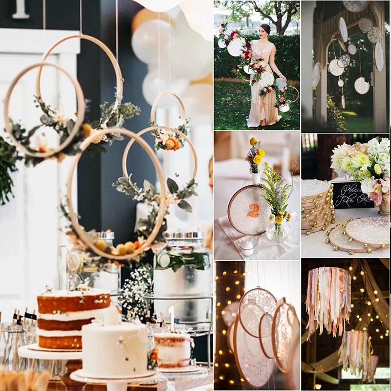 Dreamcatcher Circle Bamboo Ring Circular Fan Frame Wedding Set Decoration Material Circular Fan Frame Frames for Bamboo Embroidery Inner Ring
