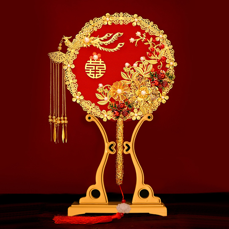 Wedding Fan  Circular Fan Wedding Tie DIY Material Package Handmade Chinese Bridal Bouquet Antique Fan Finished Product