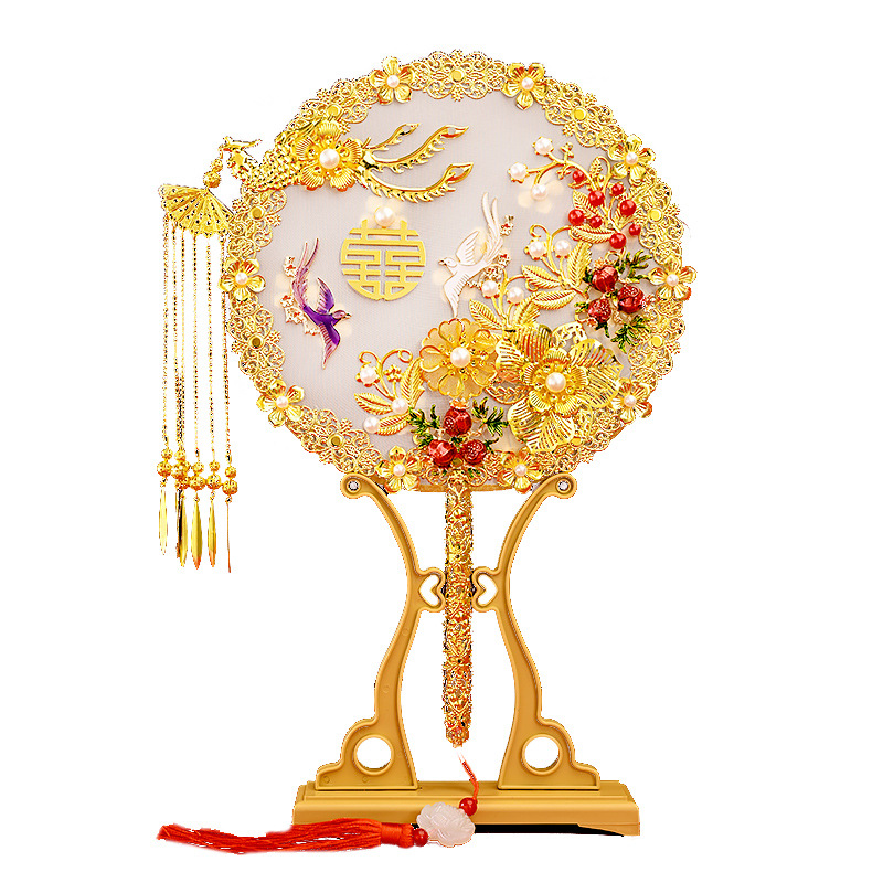 Wedding Fan  Circular Fan Wedding Tie DIY Material Package Handmade Chinese Bridal Bouquet Antique Fan Finished Product