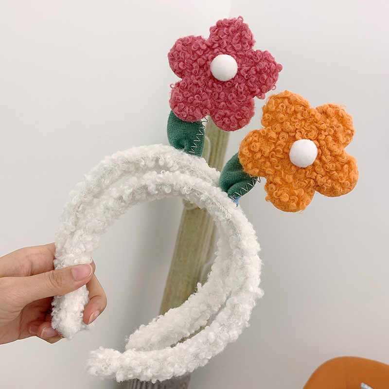 Women&#039;s Team Same Style TikTok Headband Female Face Wash Headband Cartoon Plush Headband Cute Little Flowers Hair Clip Headdress