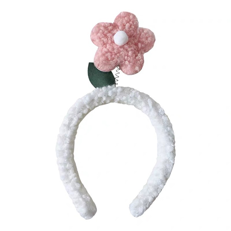 Zhao Lusi Same Style TikTok Headband Female Face Wash Headband Cartoon Plush Headband Cute Little Flowers Hair Clip Headdress