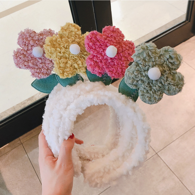 Zhao Lusi Same Style TikTok Headband Female Face Wash Headband Cartoon Plush Headband Cute Little Flowers Hair Clip Headdress Zhao Lusi Same Style TikTok Headband Female Face Wash Headband Cartoon Plush Headband Cute Little Flowers Hair Clip Headdress