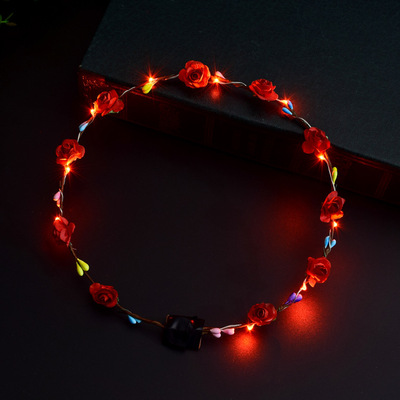 Ten Lights Ten Flowers Flash Luminous Garland Headdress Hair Hoop LED Lights Night Market Stall Hot Sale Hot Toys Children