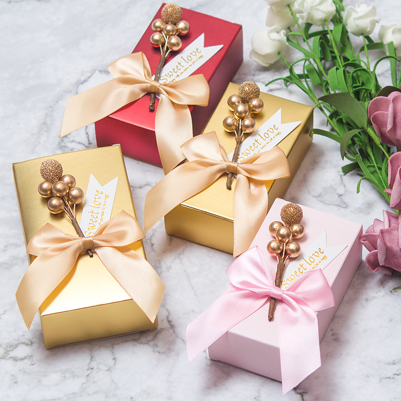 New Internet Celebrity Wedding Candies Box Rectangular Gift Folding Paper Wedding Candies Box Wedding Packaging Candy Box in Stock
