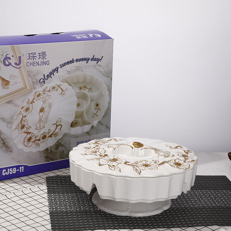 Manufacturers direct Imitation porcelain candy tray dry fruit tray divided into small fruit tray creative European living room fruit tray