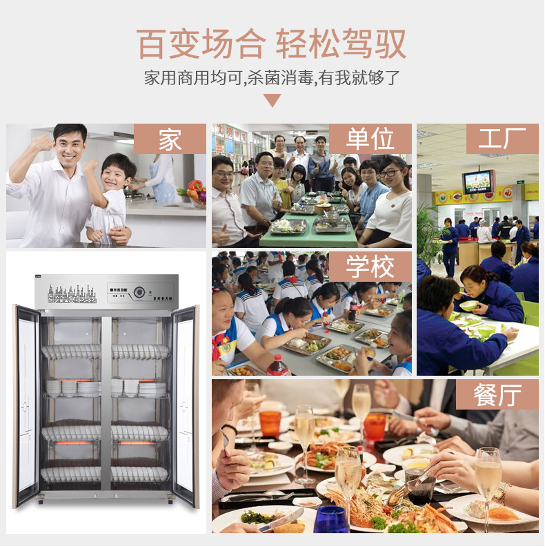 Commercial Disinfection Cabinet Vertical Ozone Infrared Stainless Steel High Temperature Hotel Kitchen Tableware Double Door Sterilized Cupboard