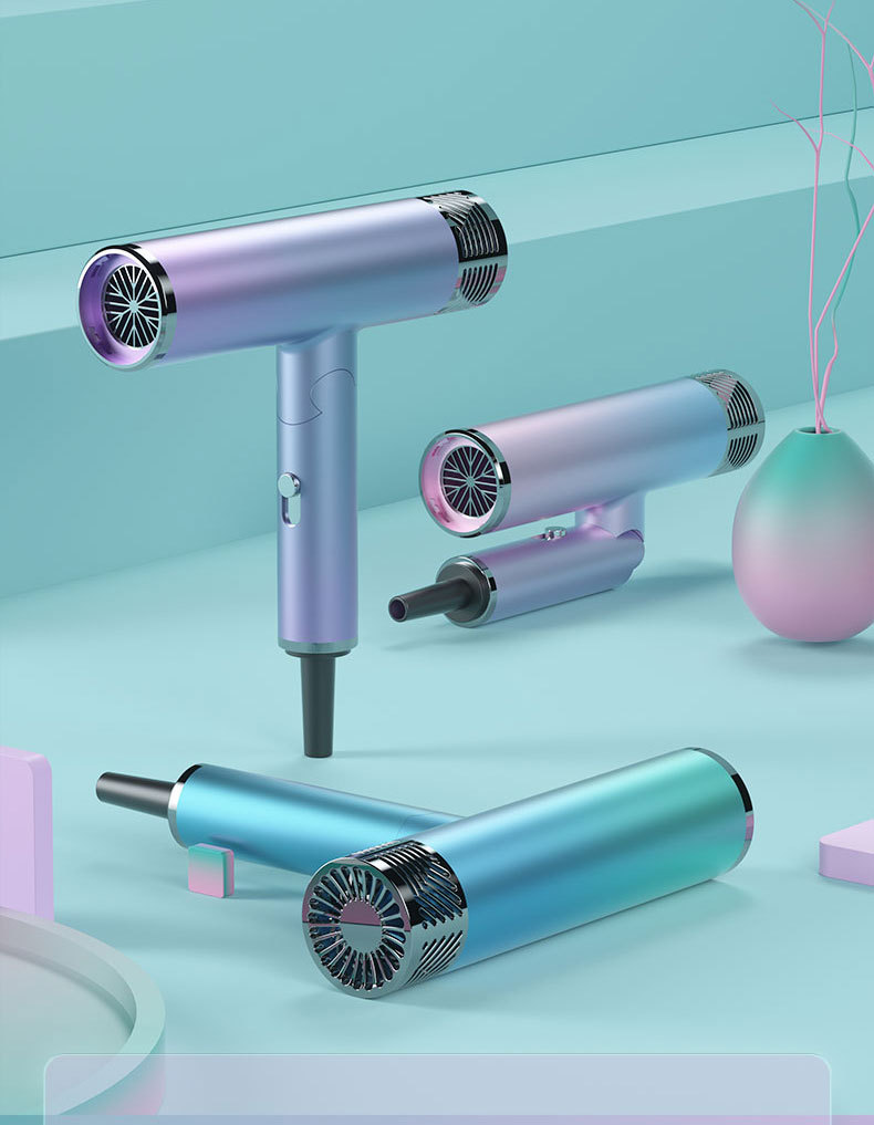 Internet Celebrity T-Type Hammer Household Electric Blower Heating and Cooling Air Red Gradient Portable Hair Dryer Blue Light Anion Generation Factory