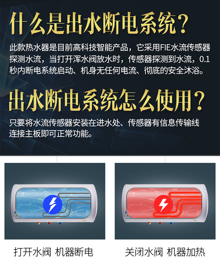 Wholesale Household Electric Water Heater Water Storage Type Demand Water Heaters Smart round Barrel Flat Barrel Energy Saving Frequency Conversion Bath Machine