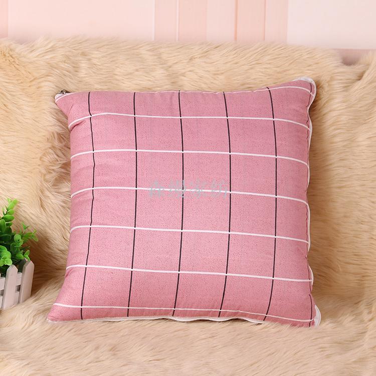 Chemical Fiber Throw Pillows Quilt Plaid & Printed Lumbar Support Pillow Mat Car Air Conditioner Quilt Factory Direct Sales