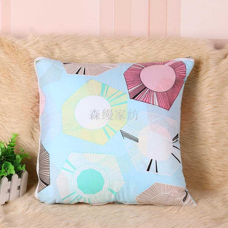 Chemical Fiber Throw Pillows Quilt Plaid & Printed Lumbar Support Pillow Mat Car Air Conditioner Quilt Factory Direct Sales
