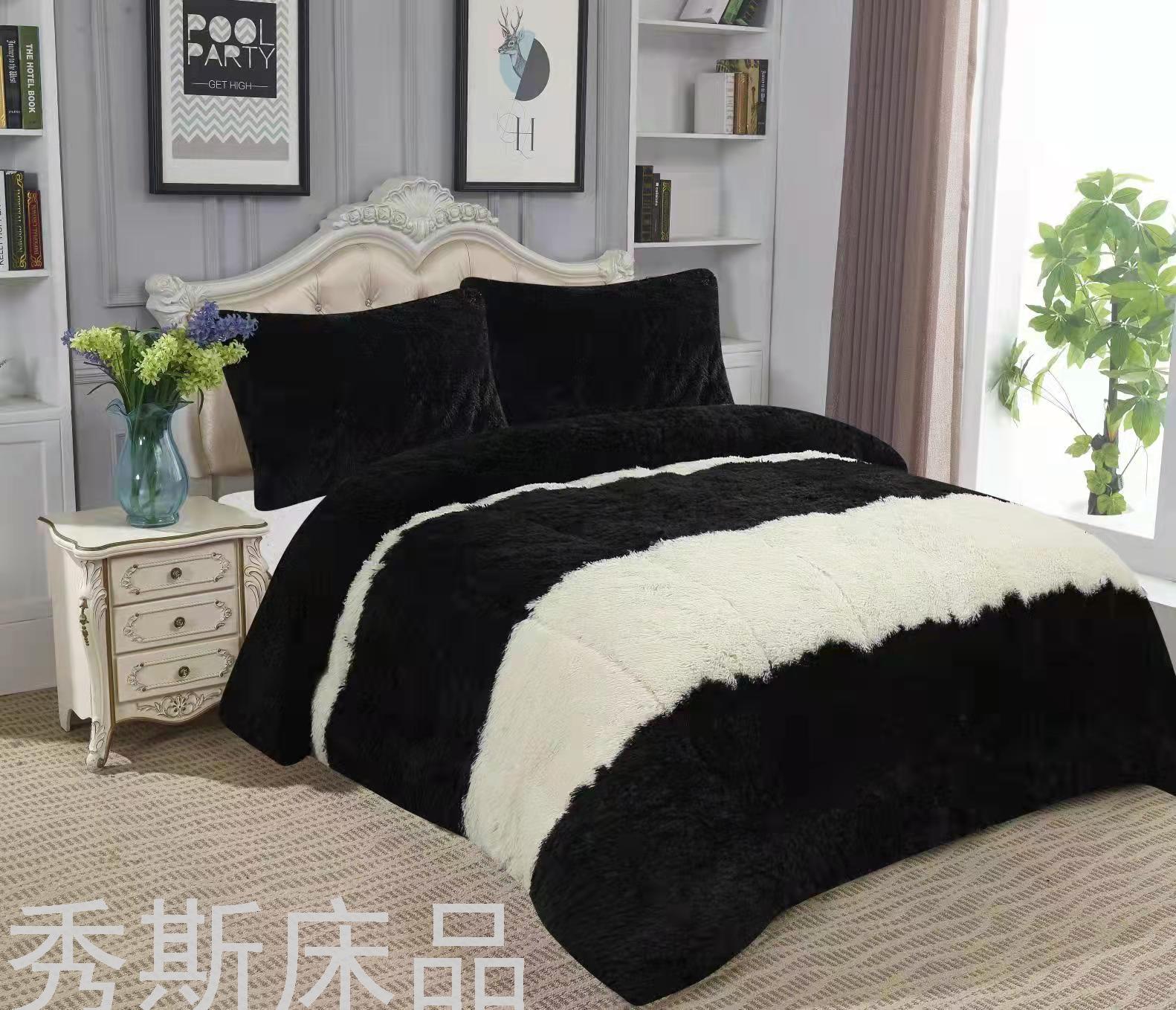 Cross-Border Amazon Quilt Cover Three-Piece Plush Winter Quilt Four-Piece South American Bedding Foreign Trade Quilt Velvet Blanket