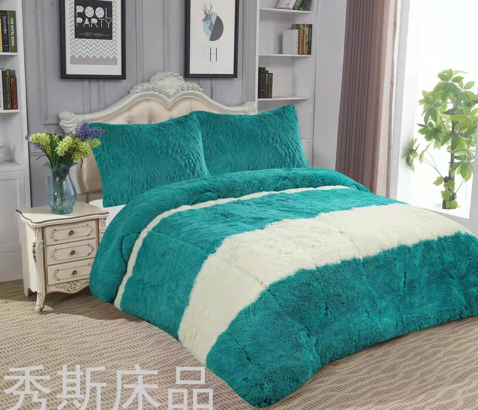 Cross-Border Amazon Quilt Cover Three-Piece Plush Winter Quilt Four-Piece South American Bedding Foreign Trade Quilt Velvet Blanket