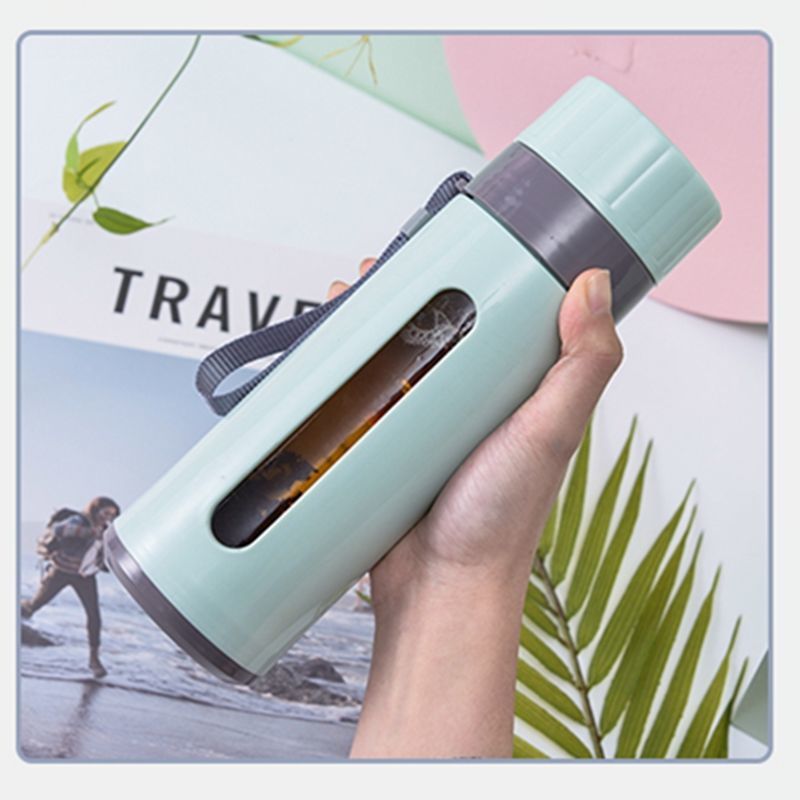 Double-Layer Plastic Glass Cup Shatter Proof Insulation Glass Women&#039;s Student Water Cup Men&#039;s Portable Simple Tea Brewing Cup with Strainer