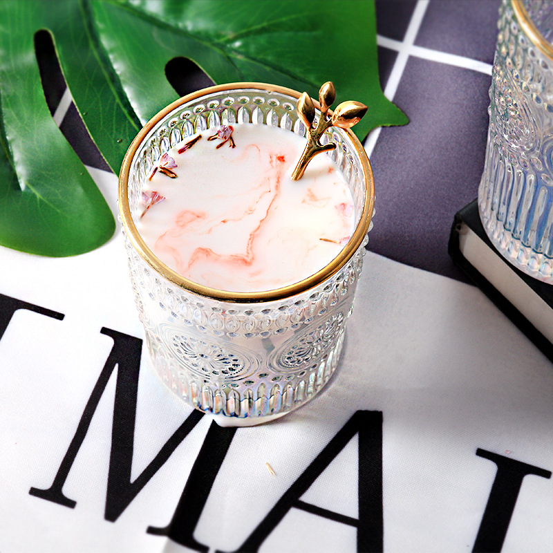  European-Style Vintage Embossed Phnom Penh Taiyanghua Glass Cup Restaurant Milk Tea Shop Cold Drink Juice Cup