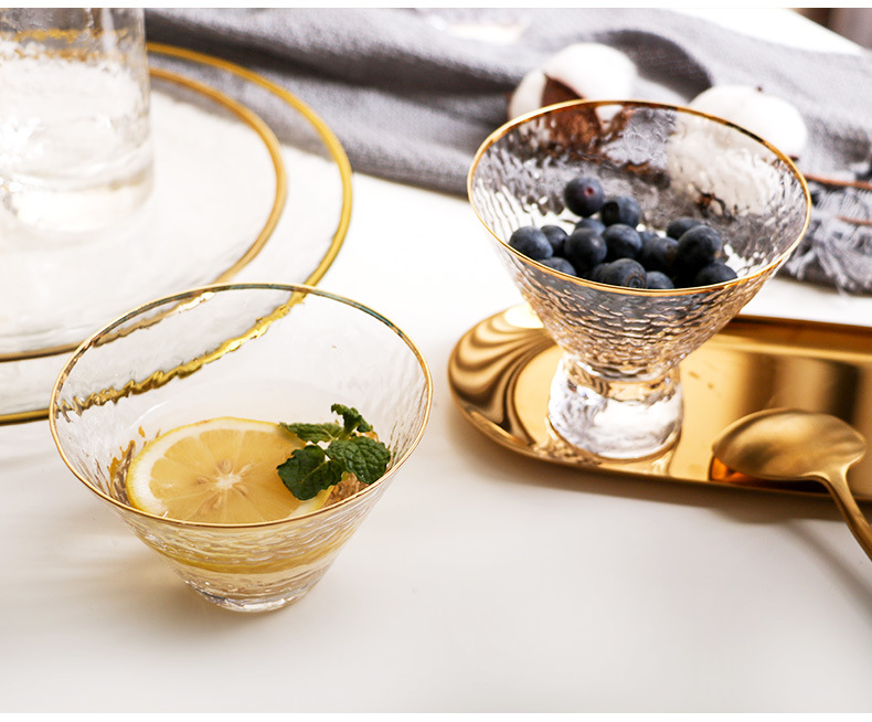 New Japanese-Style Gold Foil-Side Hammer Glass Cup Household Juice Cup Creative Hammer Cup 