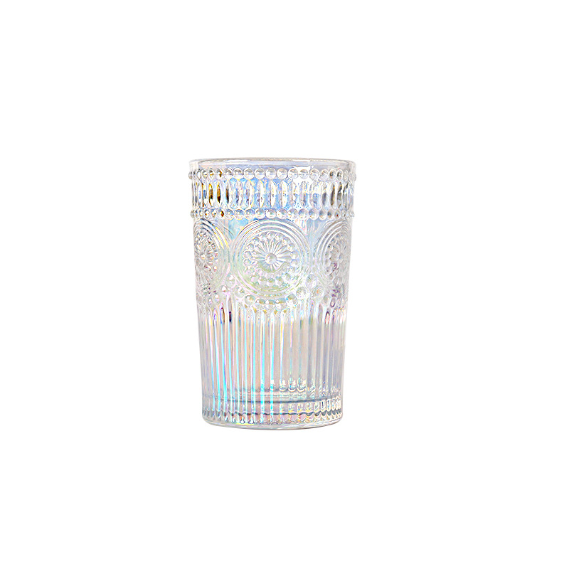  European-Style Vintage Embossed Phnom Penh Taiyanghua Glass Cup Heat-Resistant Breakfast Cup Fruit Decorative Wine Glas