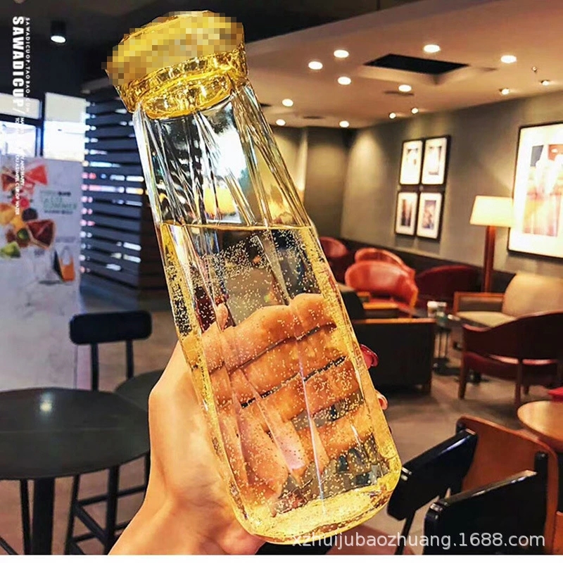 Korean Version of Instagram Lovers Cup Diamond Cup to push the small gift Cup Customized Logo Glass Cup Printing Creative Water Cup