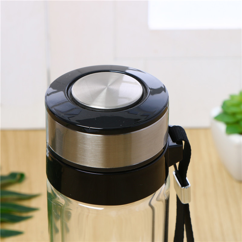 Portable Glass Double Layer Thick and High Temperature Resistant Tea Brewing Cup Large Capacity Office Cup Sports Cup Car Tea Cup