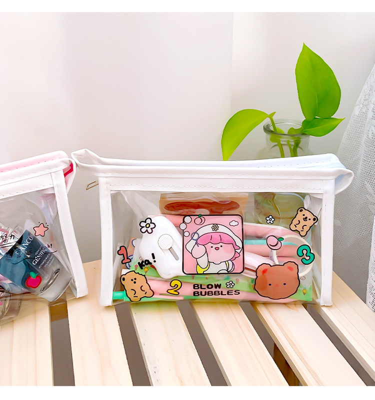 INS Cute Cartoon Transparent Makeup Bag Net Red Girl's Heart Travel Storage Bag Portable Waterproof Wash Bag Storage Bag INS Cute Cartoon Transparent Makeup Bag Net Red Girl's Heart Travel Storage Bag Portable Waterproof Wash Bag Storage Bag