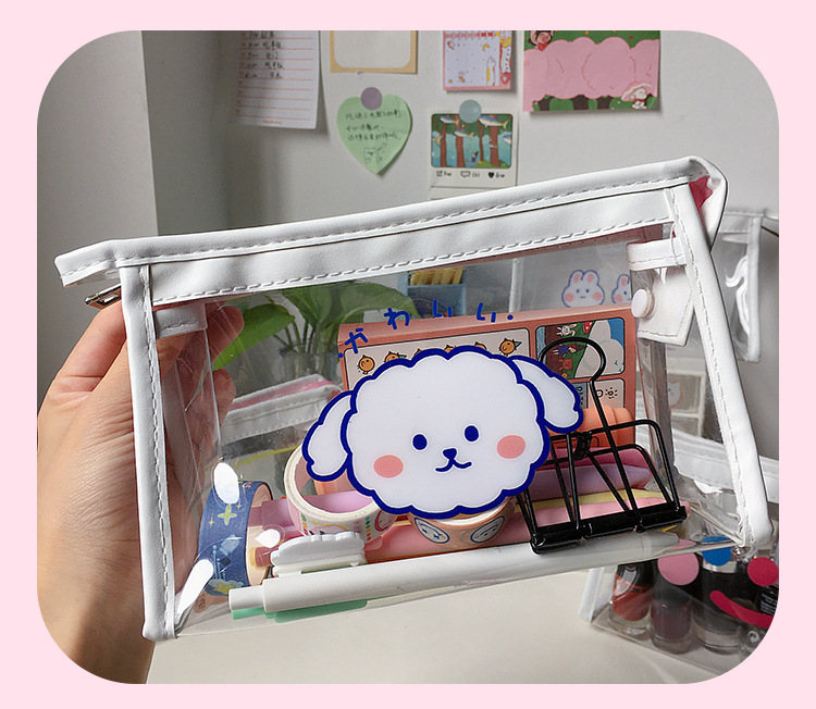 INS Cute Cartoon Transparent Makeup Bag Net Red Girl's Heart Travel Storage Bag Portable Waterproof Wash Bag Storage Bag INS Cute Cartoon Transparent Makeup Bag Net Red Girl's Heart Travel Storage Bag Portable Waterproof Wash Bag Storage Bag