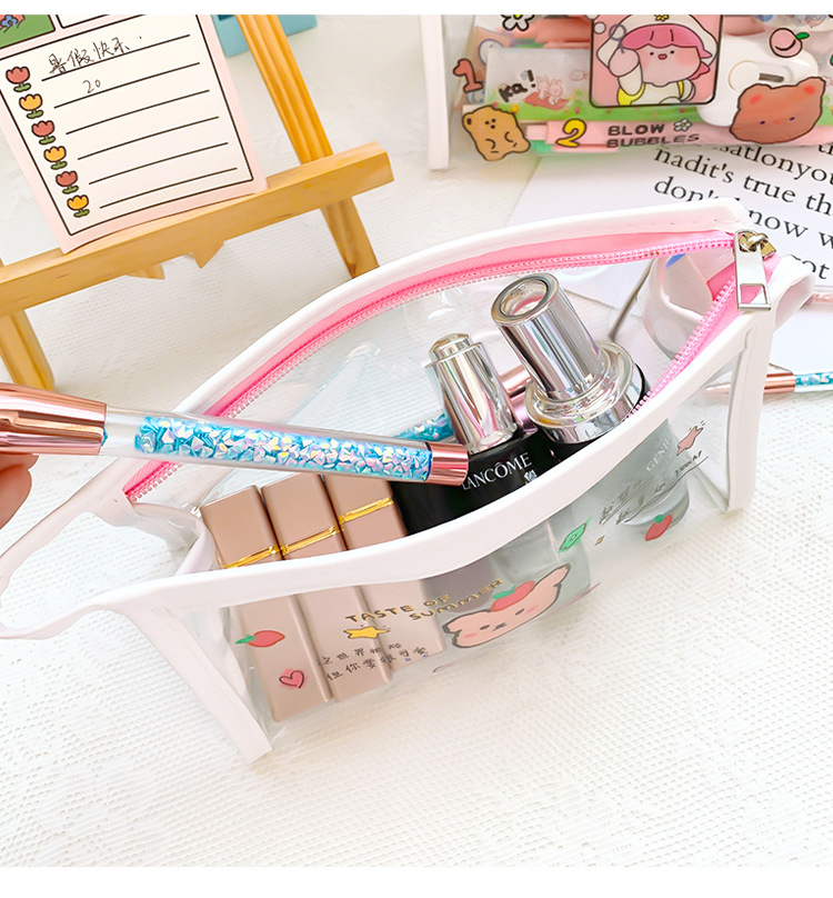 INS Cute Cartoon Transparent Makeup Bag Net Red Girl's Heart Travel Storage Bag Portable Waterproof Wash Bag Storage Bag INS Cute Cartoon Transparent Makeup Bag Net Red Girl's Heart Travel Storage Bag Portable Waterproof Wash Bag Storage Bag