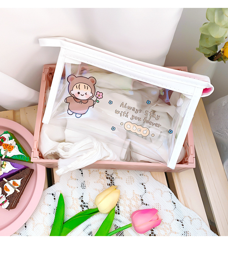 INS Cute Cartoon Transparent Makeup Bag Net Red Girl's Heart Travel Storage Bag Portable Waterproof Wash Bag Storage Bag INS Cute Cartoon Transparent Makeup Bag Net Red Girl's Heart Travel Storage Bag Portable Waterproof Wash Bag Storage Bag
