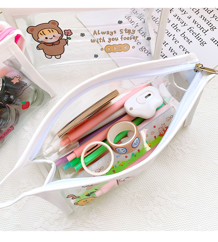 INS Cute Cartoon Transparent Makeup Bag Net Red Girl's Heart Travel Storage Bag Portable Waterproof Wash Bag Storage Bag INS Cute Cartoon Transparent Makeup Bag Net Red Girl's Heart Travel Storage Bag Portable Waterproof Wash Bag Storage Bag