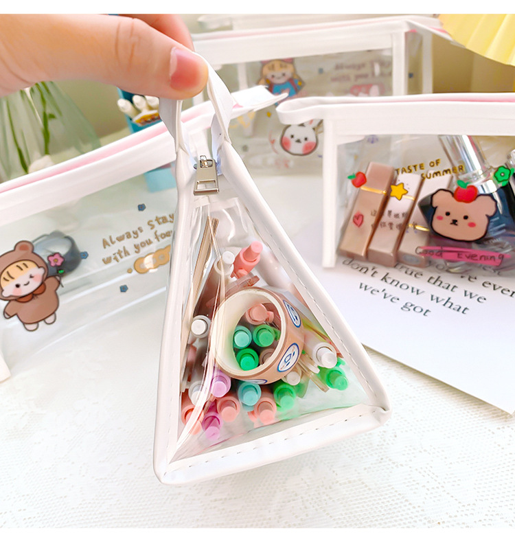 INS Cute Cartoon Transparent Makeup Bag Net Red Girl's Heart Travel Storage Bag Portable Waterproof Wash Bag Storage Bag INS Cute Cartoon Transparent Makeup Bag Net Red Girl's Heart Travel Storage Bag Portable Waterproof Wash Bag Storage Bag