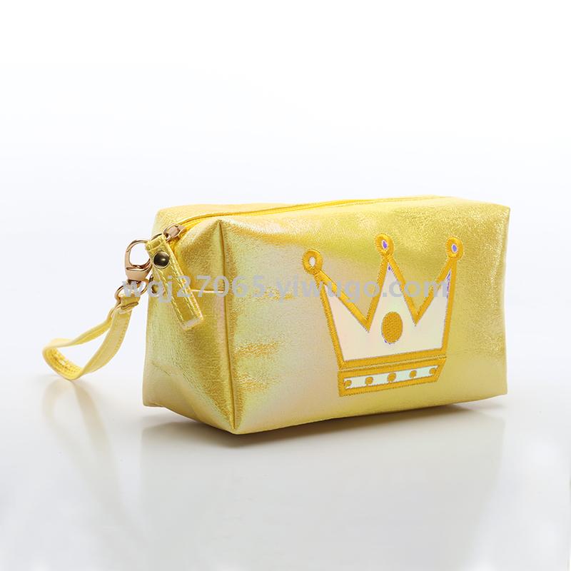 Foreign trade hot-selling crackle prince bag dazzle color cloth art cosmetic bag crown portable storage bag has copyright patent