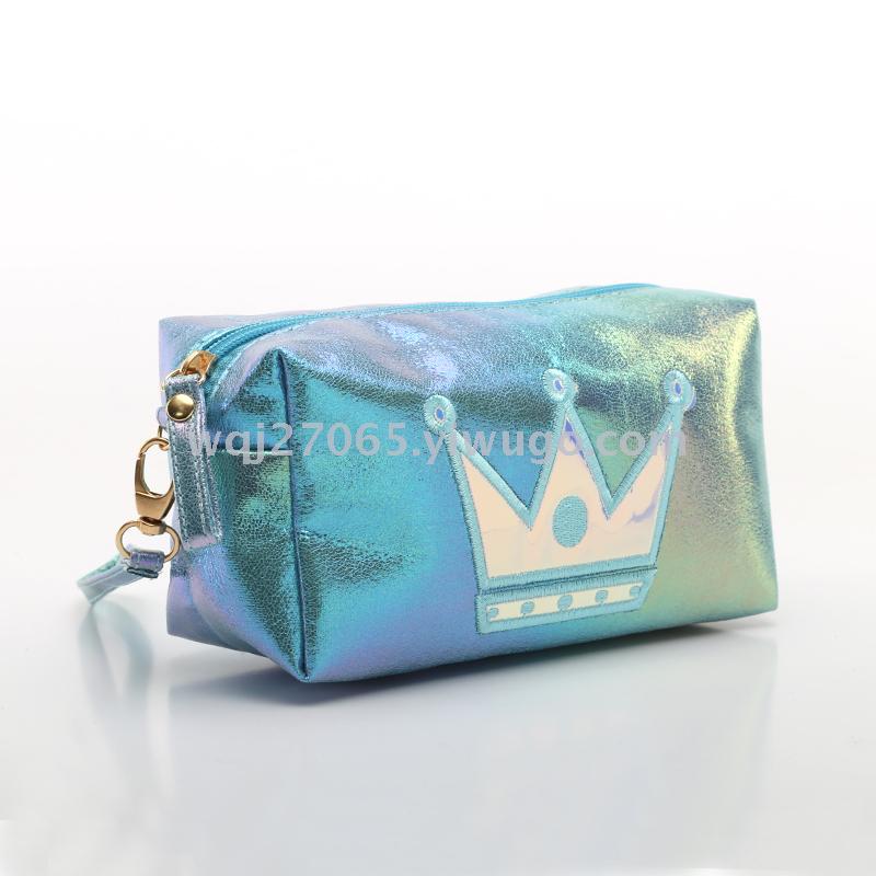 Foreign trade hot-selling crackle prince bag dazzle color cloth art cosmetic bag crown portable storage bag has copyright patent