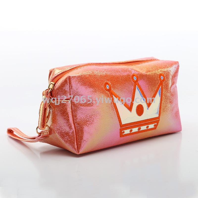 Foreign trade hot-selling crackle prince bag dazzle color cloth art cosmetic bag crown portable storage bag has copyright patent