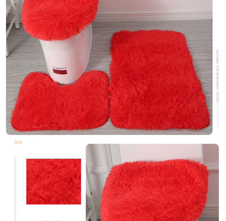 Cross-Border Hair Generation Toilet Bathroom Toilet Bathtub Nordic Style Floor Mat PVC Non-Slip Mat Three-Piece Silk Wool Carpet Cross-Border Hair Generation Toilet Bathroom Toilet Bathtub Nordic Style Floor Mat PVC Non-Slip Mat Three-Piece Silk Wool Carpet