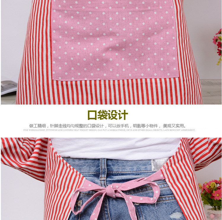 Cotton Linen Sleeveless Apron Japanese Style Fashion Fresh Pure Cotton and Linen Vertical Stripes Apron Oversleeve Set Wholesale