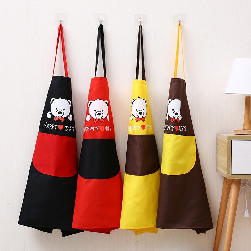 Kitchen Apron Waterproof Dirty Hand Cleaning Home Waist Korean Creative Cute Bear Halter Hand Cleaning Towel Apron Whole