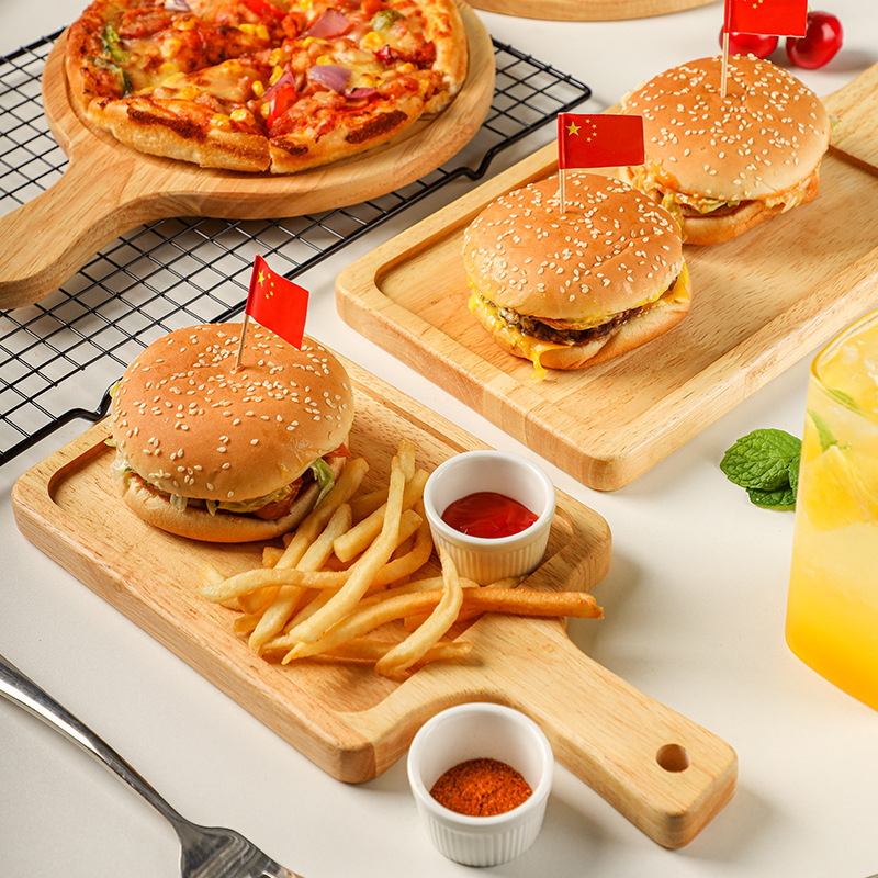 Oak Unpainted Pizza Wood Pallet Steak Board Chopping Board Sushi Plate French Fries Fried Chicken Bread Plate Japanese Style Printable Logo