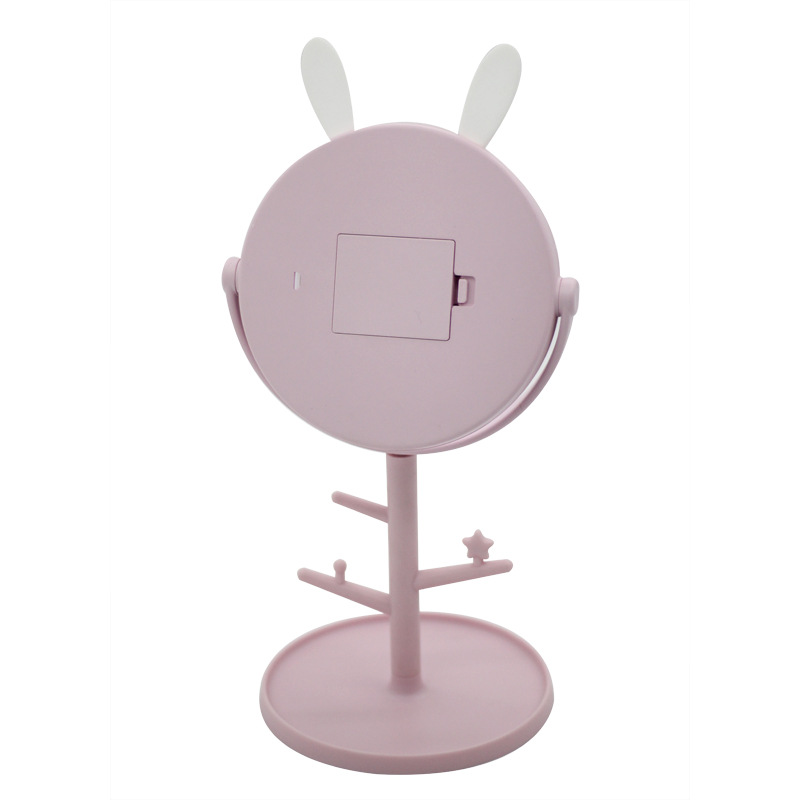 Creative Desktop Storage Led Make-up Mirror Rabbit Ears USB Charging Touch Dressing Mirror Desktop Beauty Mirror with Light