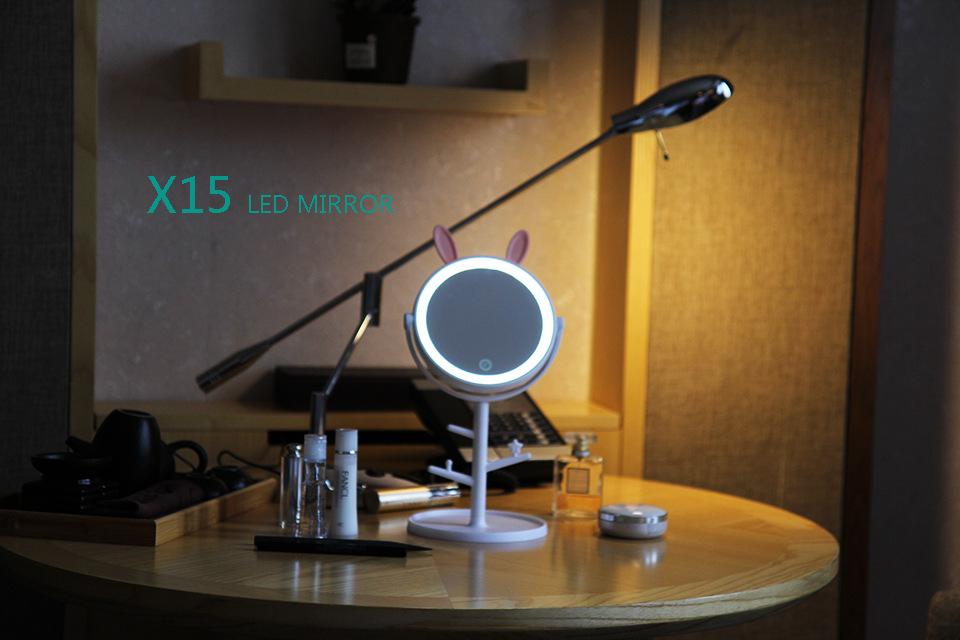 Creative Desktop Storage Led Make-up Mirror Rabbit Ears USB Charging Touch Dressing Mirror Desktop Beauty Mirror with Light Creative Desktop Storage Led Make-up Mirror Rabbit Ears USB Charging Touch Dressing Mirror Desktop Beauty Mirror with Light