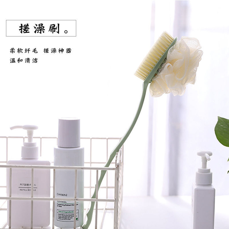 Long Handle Double-Sided Soft Fur Bath Brush Back Brush Adult Rubbing Mud Cleaning Bath Brush Yellow Background with Florals Bath Brush