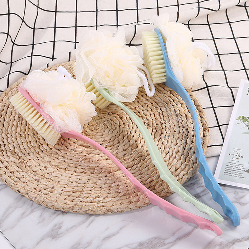 Long Handle Double-Sided Soft Fur Bath Brush Back Brush Adult Rubbing Mud Cleaning Bath Brush Yellow Background with Florals Bath Brush