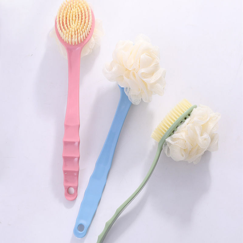 Long Handle Double-Sided Soft Fur Bath Brush Back Brush Adult Rubbing Mud Cleaning Bath Brush Yellow Background with Florals Bath Brush