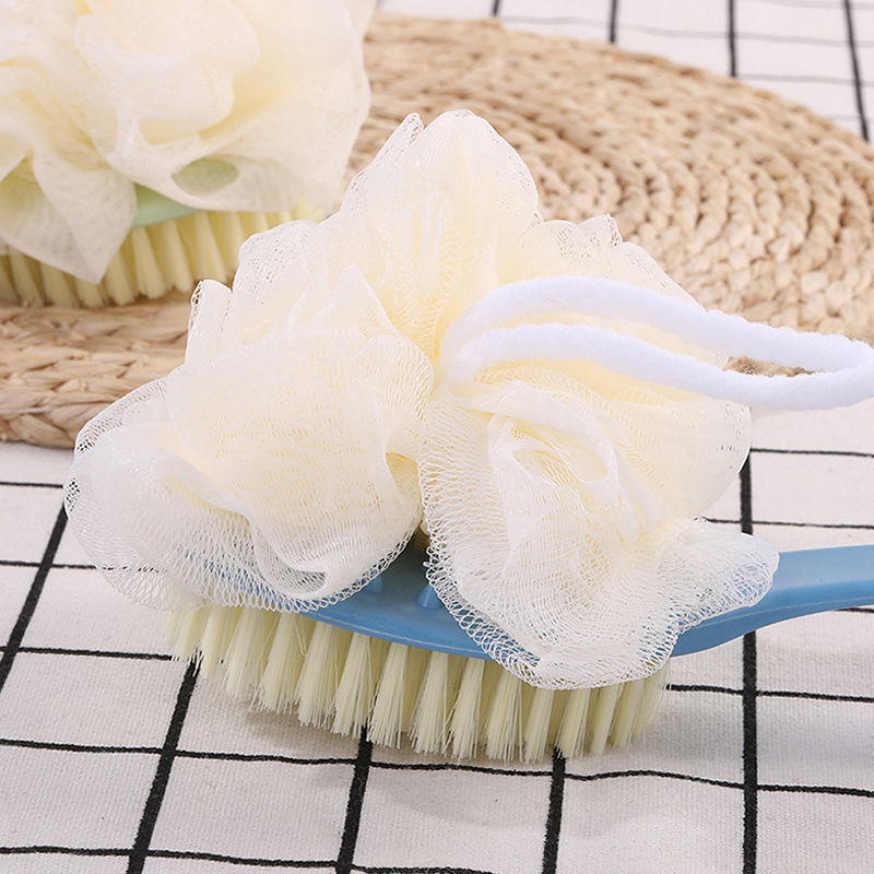 Long Handle Double-Sided Soft Fur Bath Brush Back Brush Adult Rubbing Mud Cleaning Bath Brush Yellow Background with Florals Bath Brush